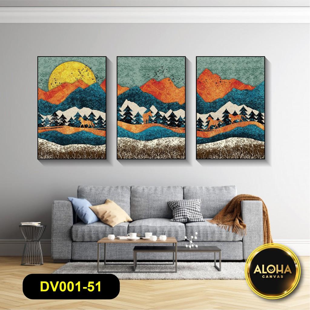 Combo Bộ 3 Tranh Treo Tường Phòng Ngủ Canvas Khung Gỗ Tranh Phòng Ăn Phòng Khách