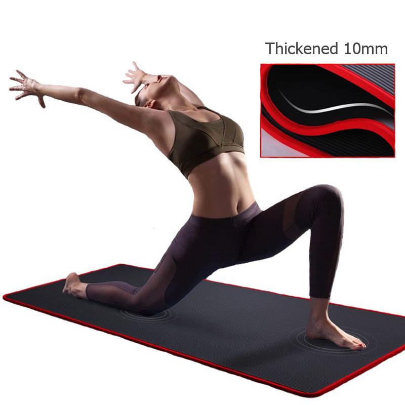 10MM 15MM Dày Thảm Tập Yoga NRB Không Trơn Trượt Cho Tập Thể Hình Vũ Công Pilates Tập Gym Tập Thể Dục Miếng Lót Thảm kèm Băng Đô Tập Yoga Miếng Lót