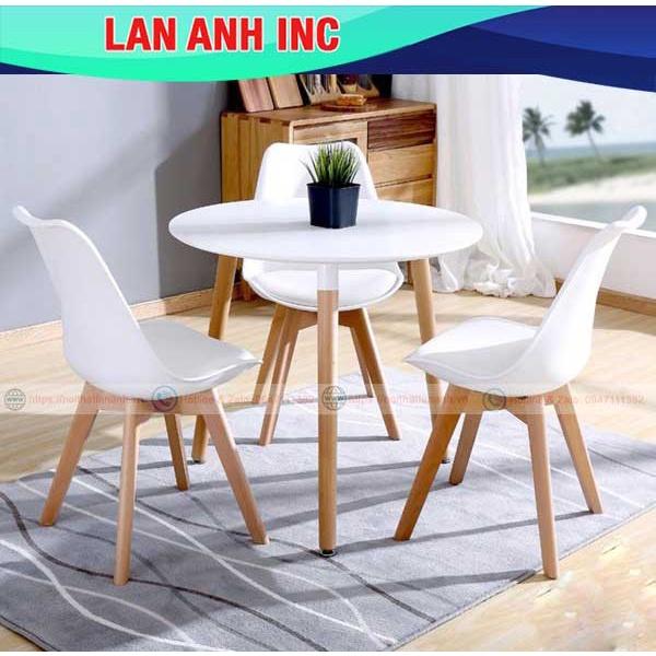 Ghế nhựa quán cafe văn phòng đẹp chân gỗ tựa lưng cao nệm lót simili giá rẻ eames LAGN33