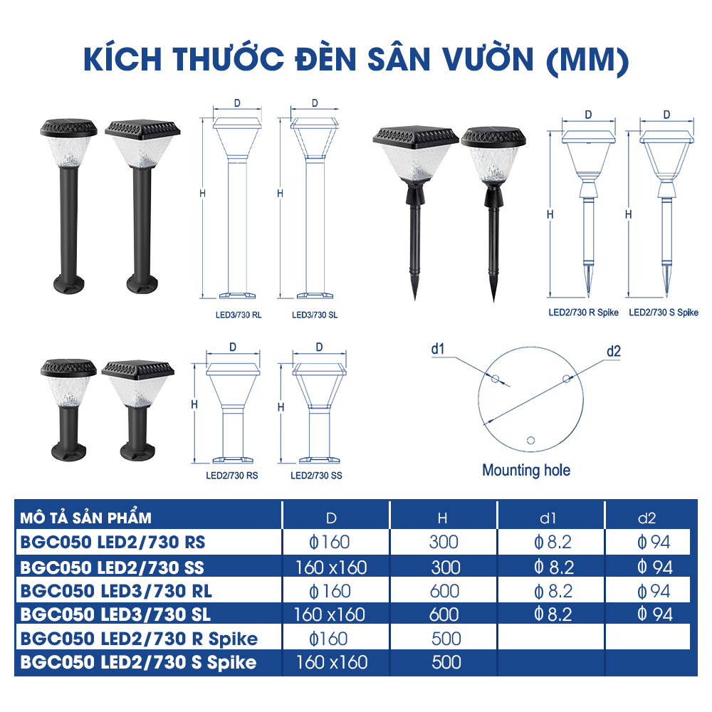 Đèn Philips sân vườn Deco solar bollard BGC050