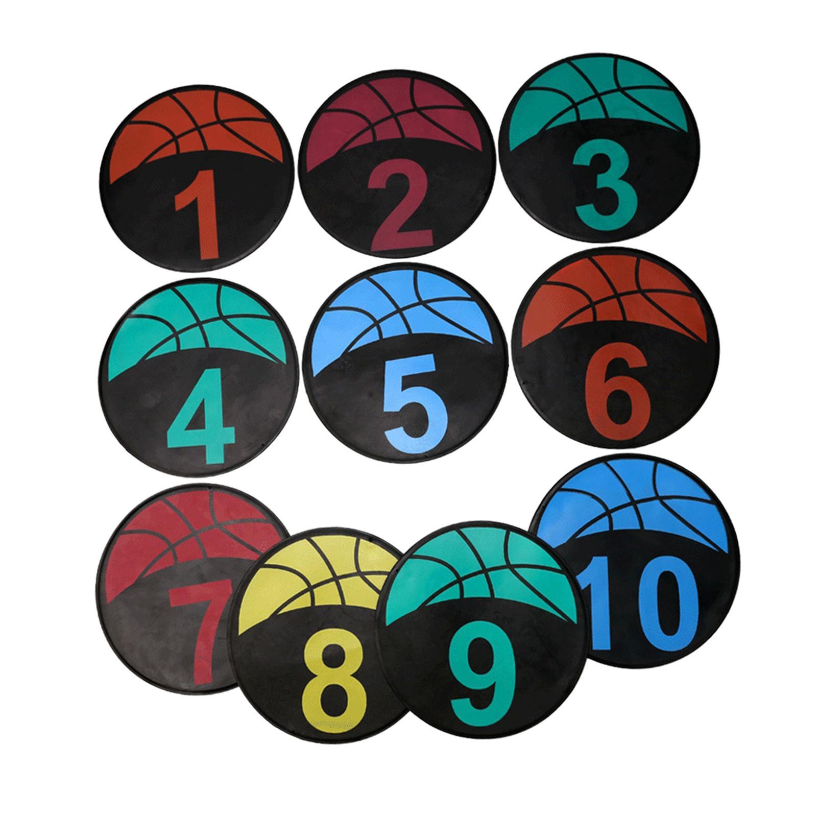 10Pcs Basketball Spot Markers Flat Disc Markers Gym Floor Anti Slip Footstep Mat Skill Training Mat Trainer Aid for Classroom Drills Soccer Sports