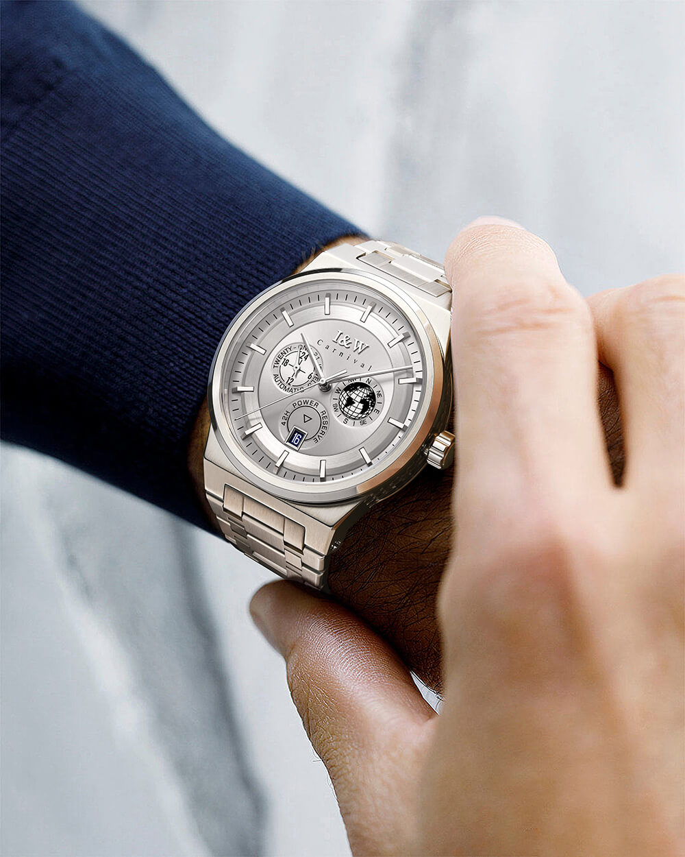 Đồng hồ nam chính hãng IW Carnival IW782G-7 ,kính sapphire,chống xước,chống nước 50m,Bh 24 tháng,máy cơ (automatic)