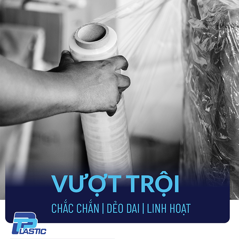 Màng PE Quấn Hàng Pallet TPP, PE Stretch Film, Màng Nhựa Bọc Hàng, Màng Co, Màng Cuốn Hàng,Màng Chít, 2.2kg/cuộn, TRONG SUỐT