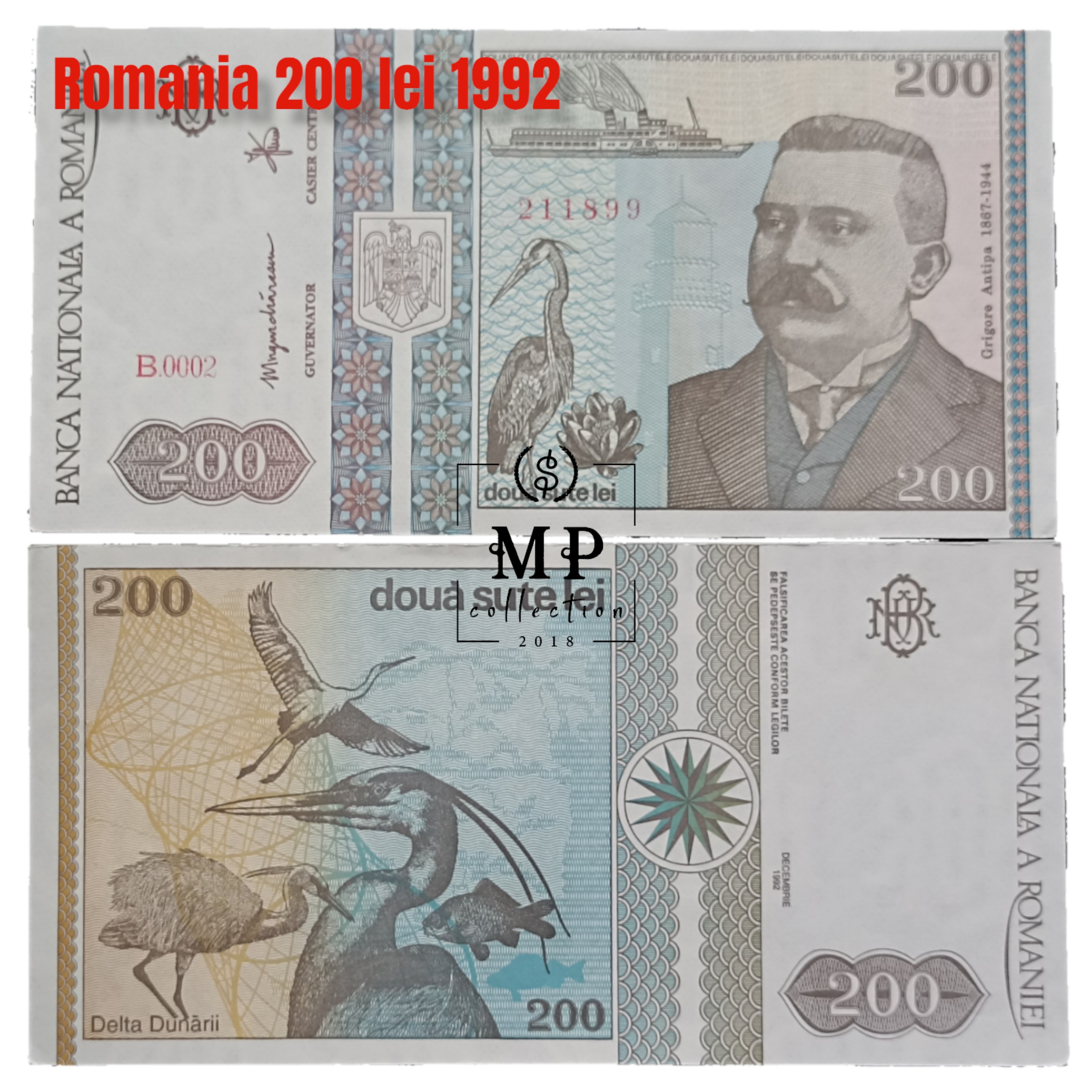 Romania 200 lei phát hành năm 1992 sưu tầm.