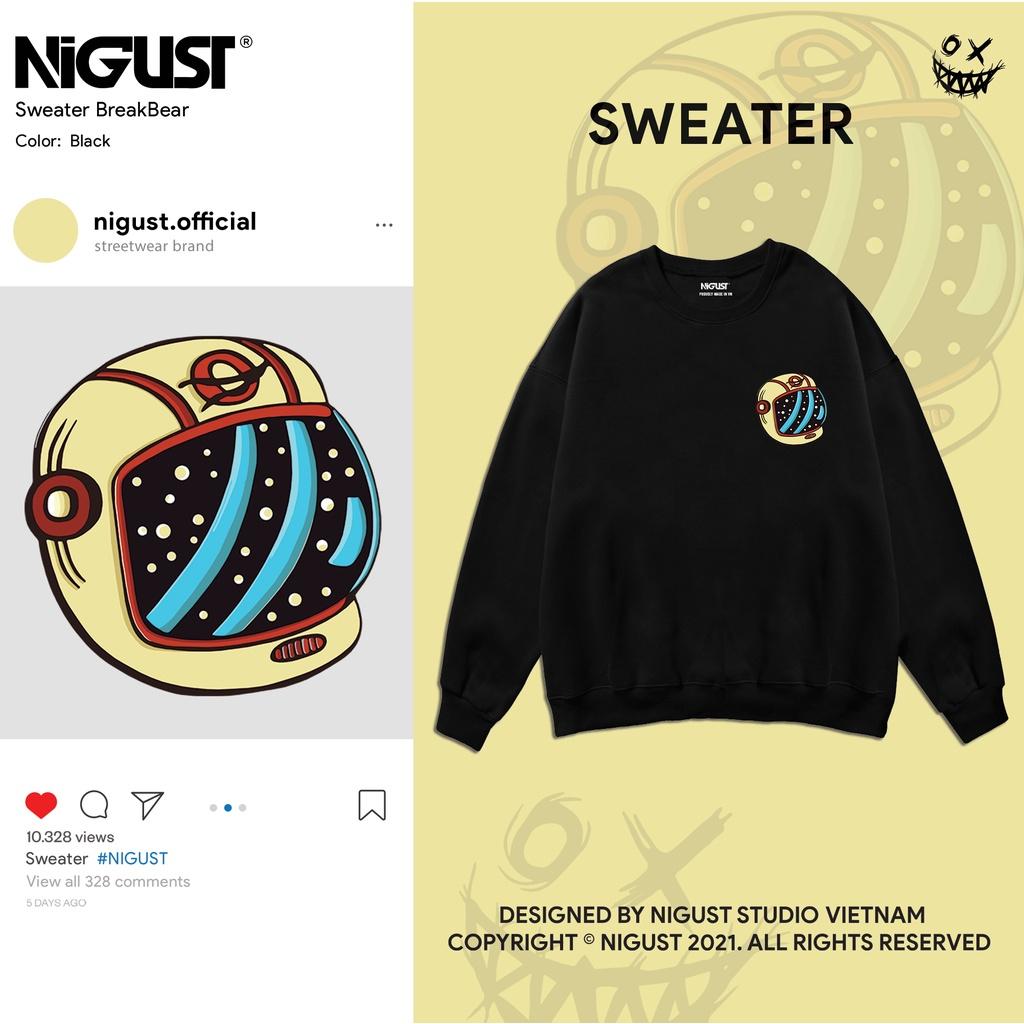 Áo sweater basic unisex local brand NIGUST N002 chất liệu nỉ da cá form rộng màu đen trắng Fullbox