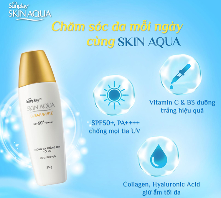 Sữa Chống Nắng Hằng Ngày Dưỡng Trắng Sunplay Skin Aqua Clear White Spf 50+ Pa++++ 25G + Tặng Sữa Chống Nắng Hằng Ngày Sunplay Skin Aqua