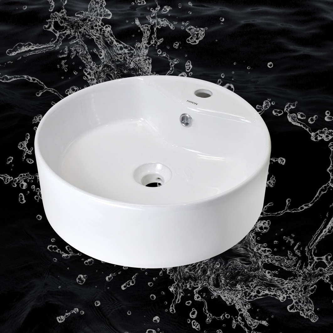 Chậu lavabo trắng sứ dương bàn dáng trụ tròn cao cấp Hiwin LP-8011