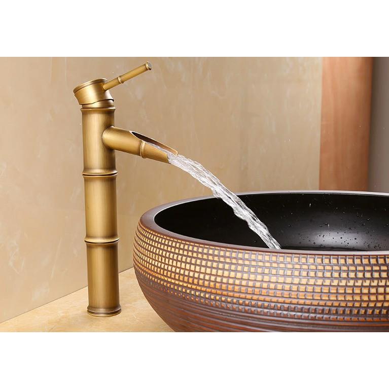 Vòi đồng lavabo nóng lạnh thân trúc