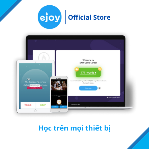 Gói học Tiếng Anh eJOY 12 tháng - truy cập không giới hạn các sản phẩm của eJOY để học tiếng Anh