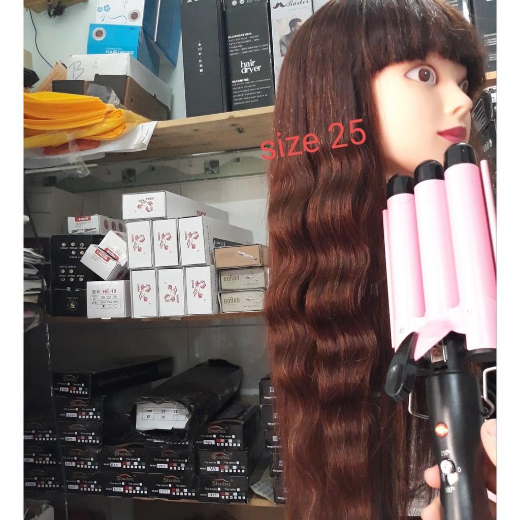 Máy uốn tóc 3 trục dập sóng nước làm tóc đẹp chuẩn salon tóc, uốn sóng nước HE19