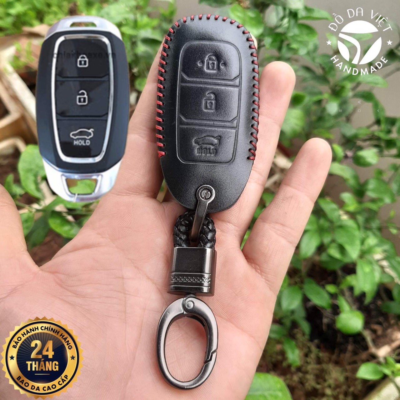 Bao Da Chìa Khóa Hyundai Santafe 2019-2020, Accent 2018-2020, Kona. Da Bò Nhập Khẩu ITALIA, Khắc Tên + Số ĐT Chủ Xe