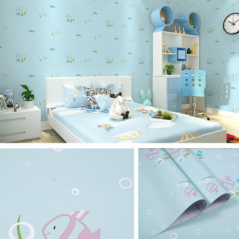 Cuộn 5m Decal Giấy Dán Tường Cá đại dương xanh biển
