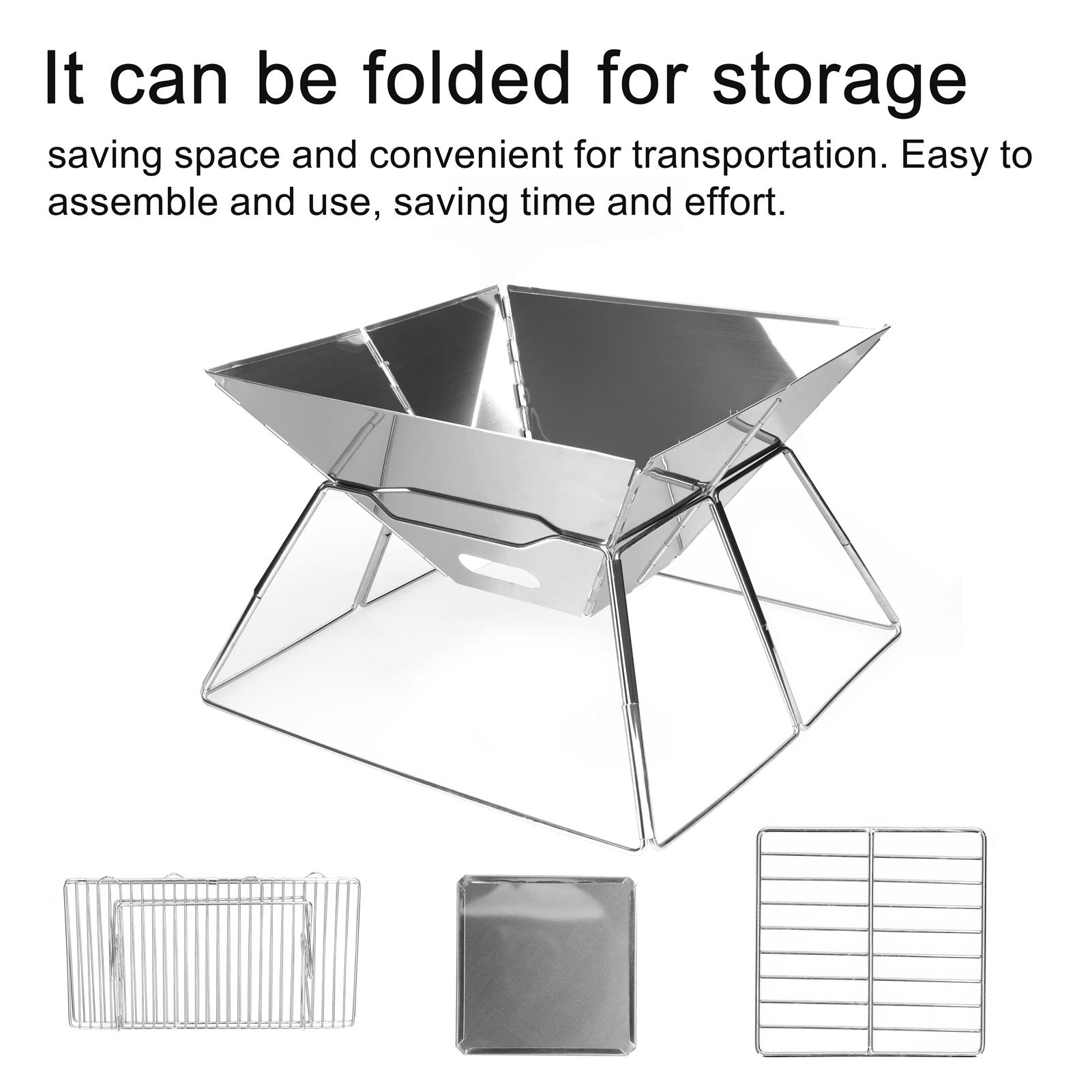 Charcoal BBQ Grill Portable Camping Stove Campfire Stand with Carrying Bag for Outdoor Cooking Camping Picnic Hiking