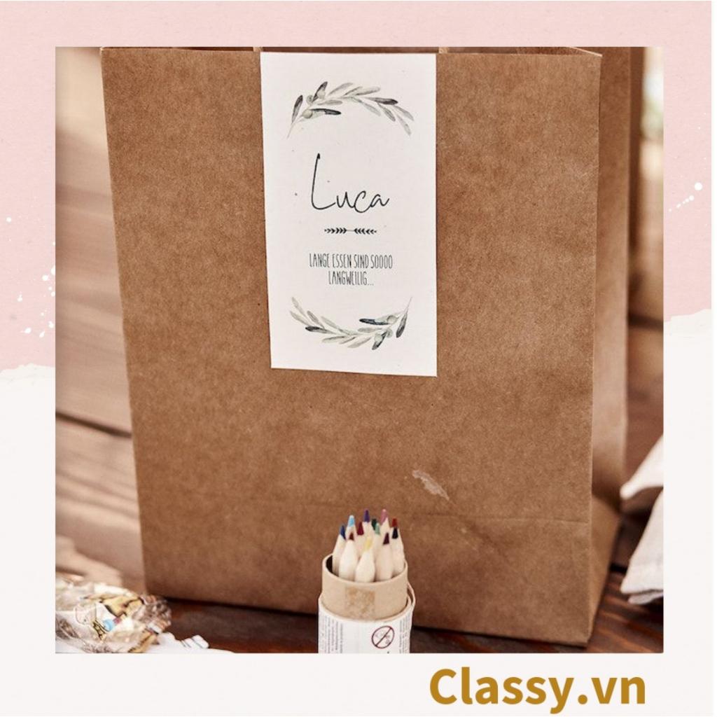 50 Nhãn dán hộp sticker 3*9cm giấy C bóng họa tiết vintage dùng để trang trí, niêm phong Q1704