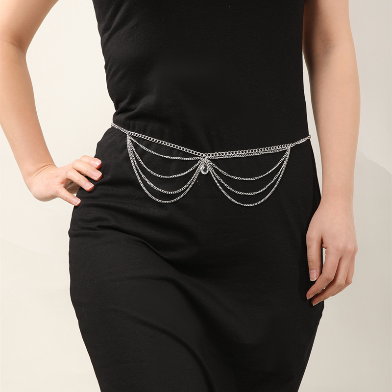Belt xích thắt lưng thời trang dây đeo thắt lưng bản nhỏ nam nữ cá tính sang chảnh nhiều layer Âu Mỹ