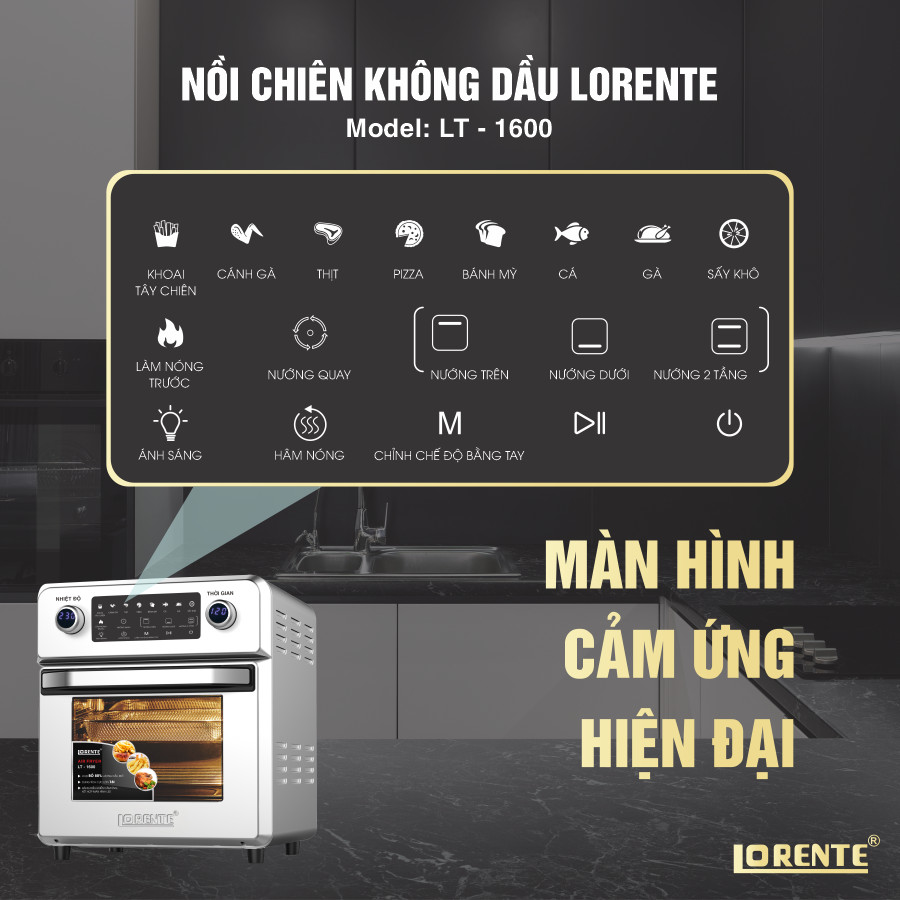 Nồi chiên không dầu cao cấp Lorente LT-1600 - Hàng Chính Hãng