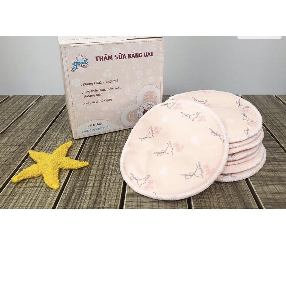 Lót thấm sữa bằng vải giặt được Goodmama ( hộp 8 miếng)