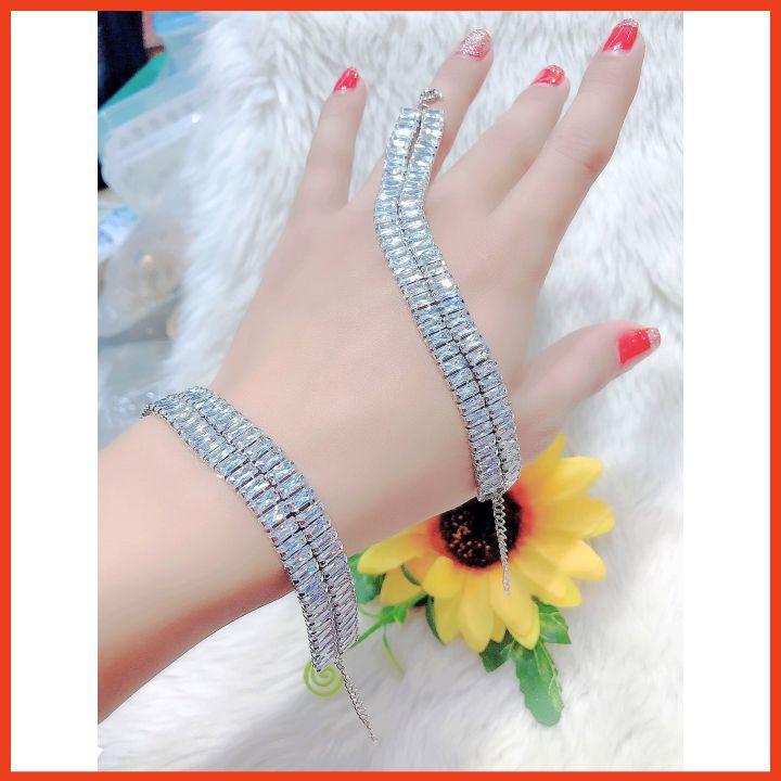 Lắc tay Xi Bạc Đính Đá 2 Hàng - Lắc Tay Xi Bạc Đính Đá 2 Hàng Thiết Kế Sang Trọng