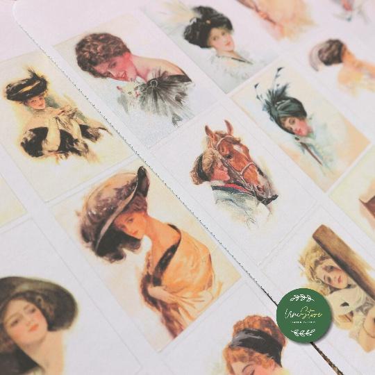 sticker sheet vintage women - sticker dán, trang trí sổ nhật kí, sổ tay - uni030
