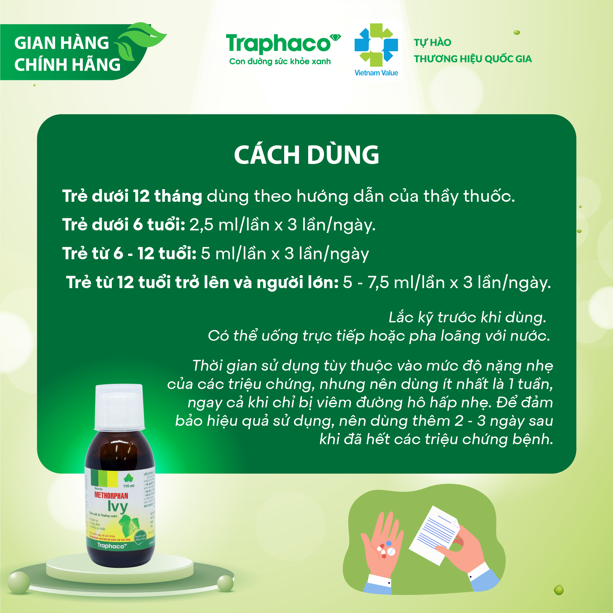 METHORPHAN IVY - GIẢM HO - LONG ĐỜM - CHỐNG CO THẮT