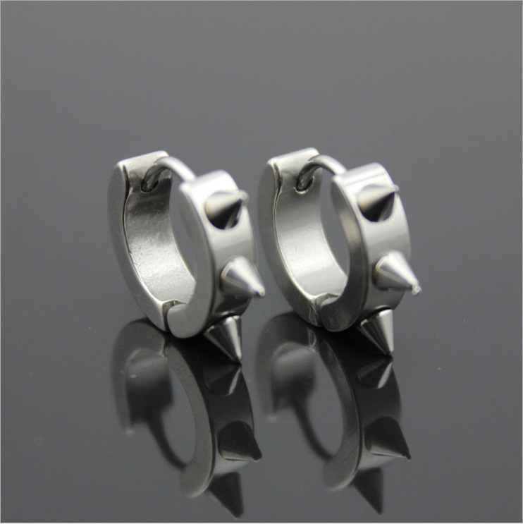 Bông tai unisex hiphop dáng tròn gai nhọn siêu cool