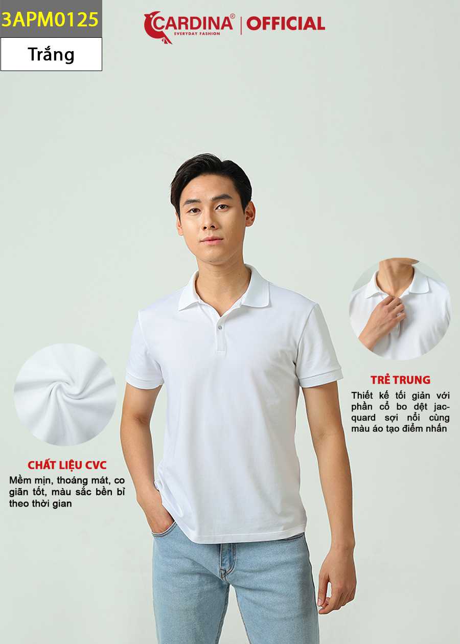 Áo Polo Nam CARDINA Chất Cotton CVC Cao Cấp Áo Thun Cổ Bẻ Cộc Tay Mềm Mại Thoáng Mát 3APM01