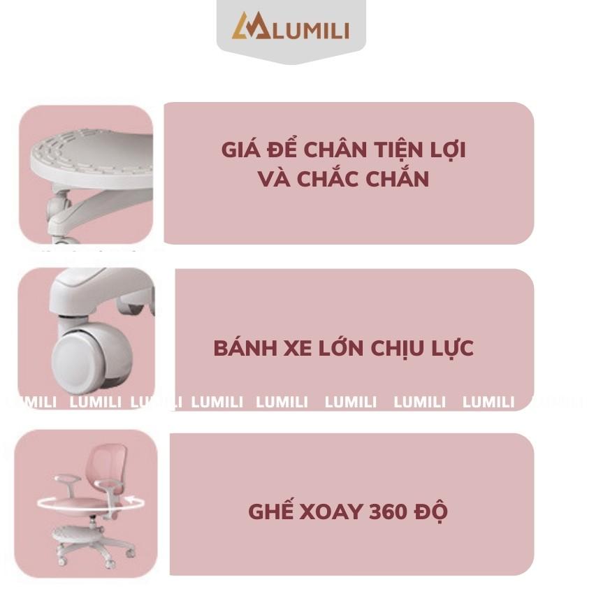 Ghế chống gù cao cấp lumili M1 ghế trẻ em nâng hạ độ cao xoay 360 độ