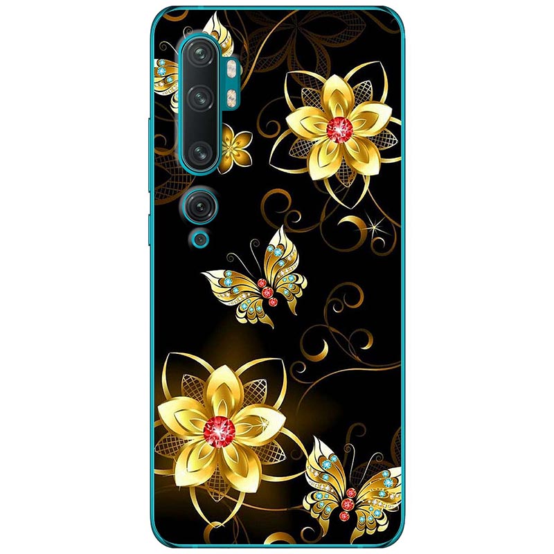 Ốp lưng dành cho Xiaomi Mi Note 10 Pro mẫu Hoa đỏ vàng