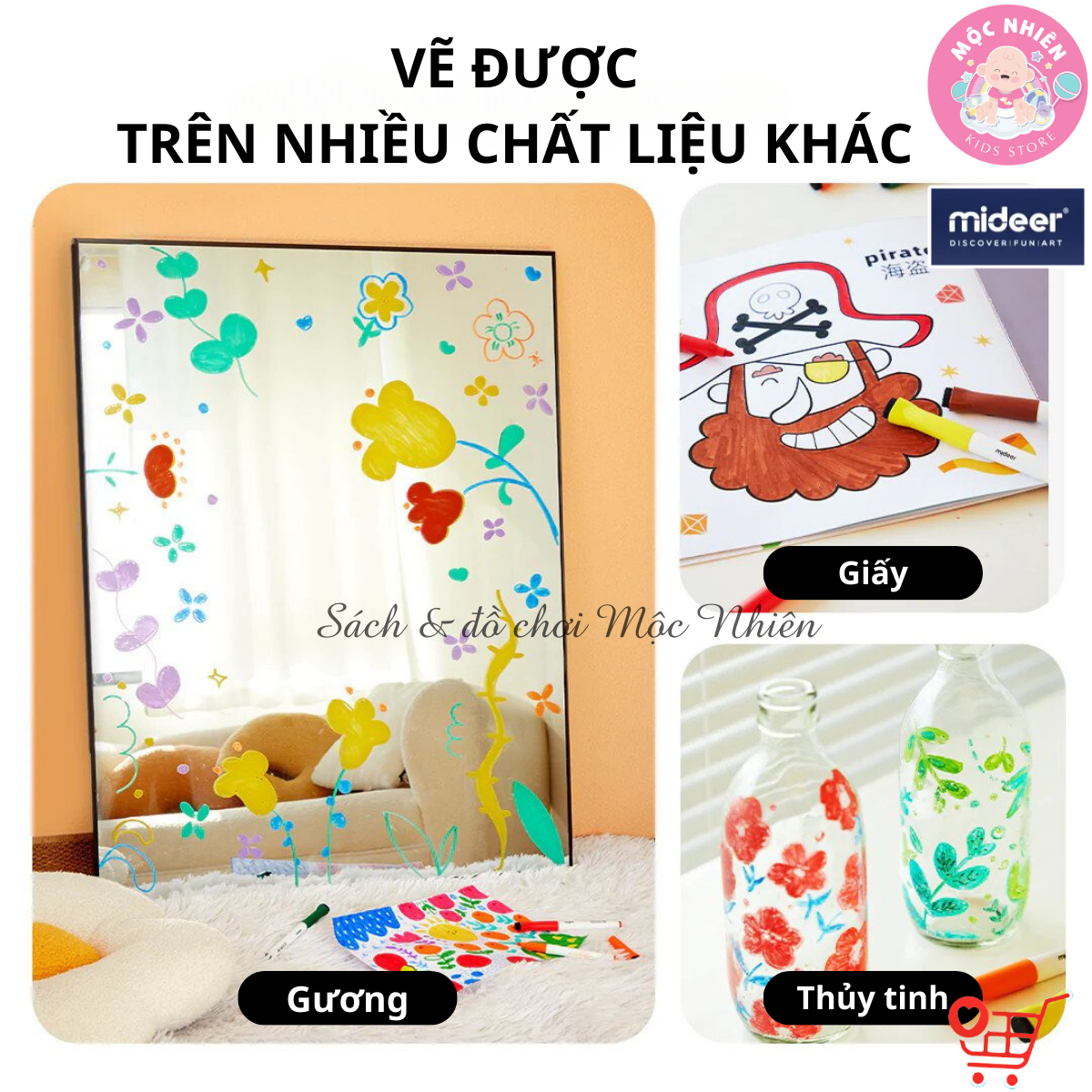 Hộp 08 Bút Lông Màu Vẽ Bảng An Toàn Cao Cấp Cho Bé - Mideer Little Artist Whiteboard Marker MD3224