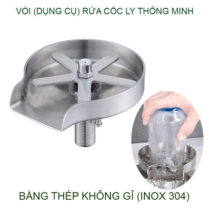 Vòi rửa cốc ly thông minh, bằng inox 304 hoặc nhựa ABS tùy chọn