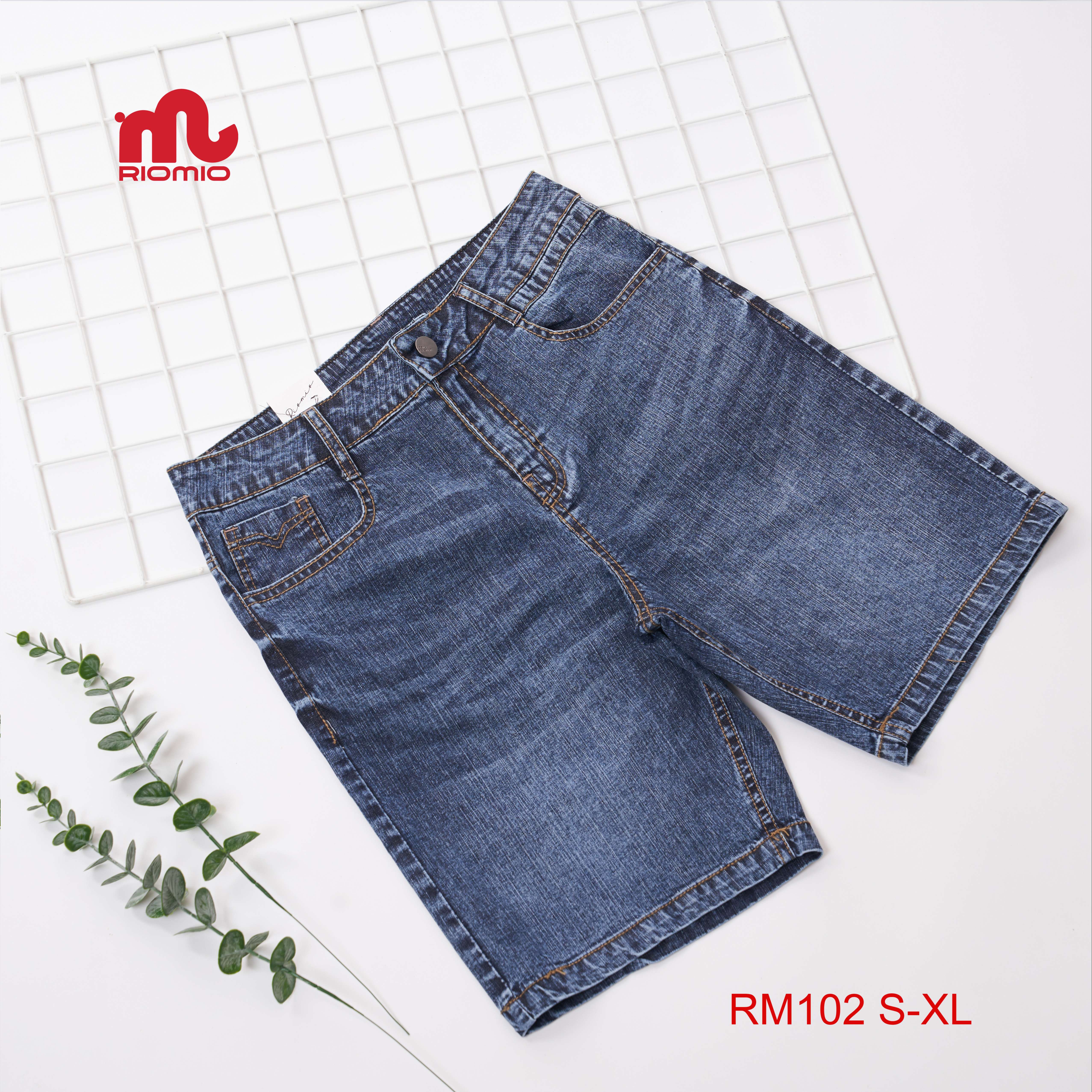 Quần short jean nam Riomio cao cấp, vải jean co giãn, thấm hút mồ hôi tốt - RM102