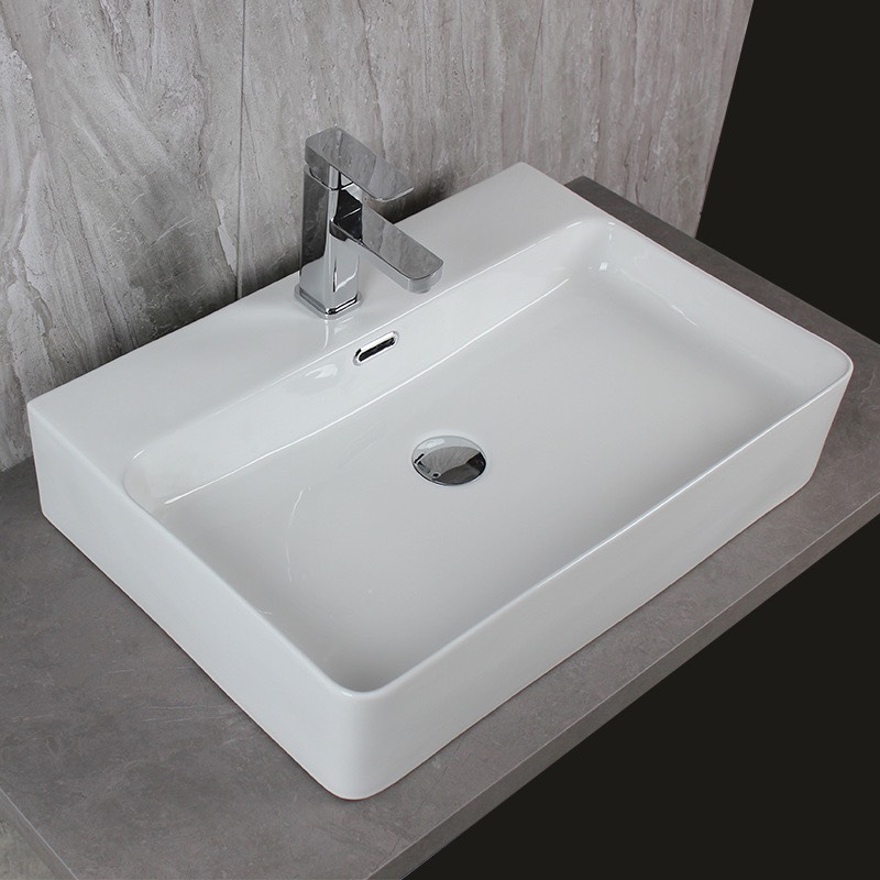 Chậu lavabo đặt bàn hình chữ nhật, bo góc