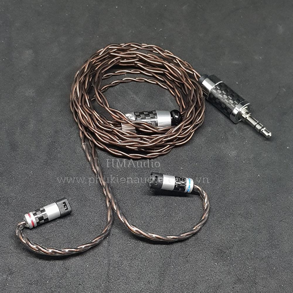 Dây tai nghe đồng 7N OCC Litz 24AWG đường kính dây đơn 1.2mm tết 4 sợi màu Coffee - Connetor IM01/02/03 IM50/70 A2DC IE80/80s IE40Pro IE100/500 IE300/900 2Pin MMCX