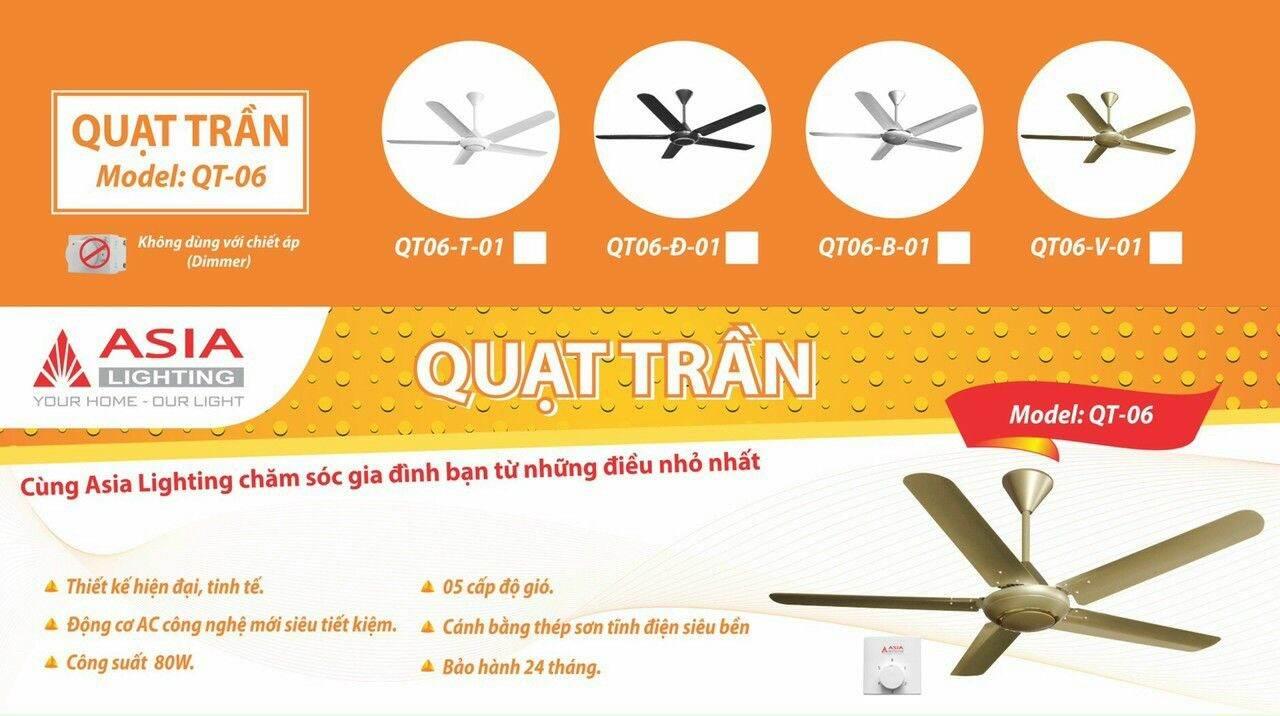 Quạt trần 5 cánh Asia hộp số QTHS 05-Hàng chính hãng