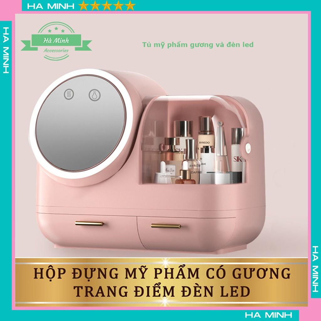 Kệ đựng đồ trang điểm, Hộp đựng mỹ phẩm nhập khẩu Kèm gương, đèn LED - Hàng cao cấp