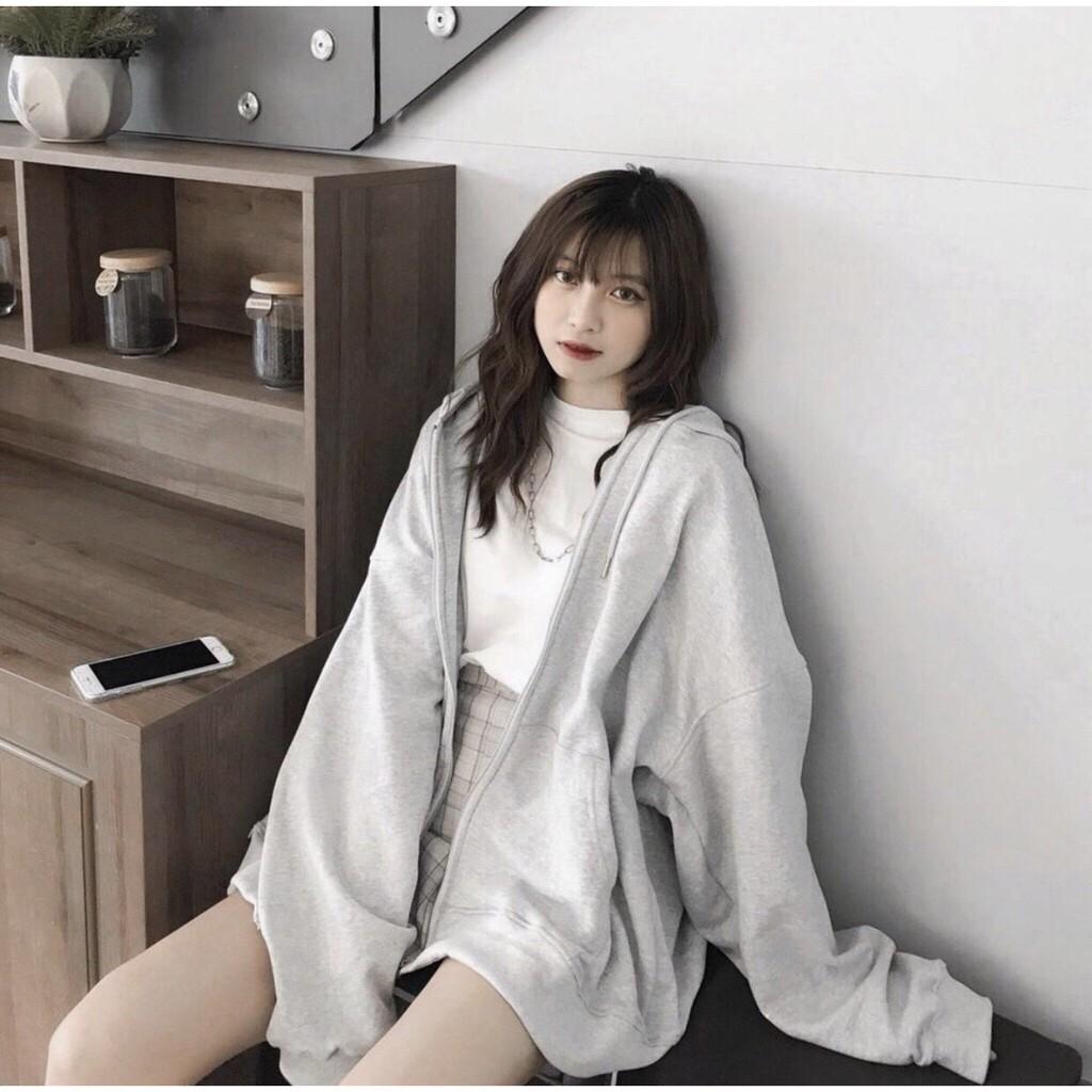 Áo KHOÁC Hoodie TRƠN XÁM Nam Nữ Ulzzang Unisex 1hitshop