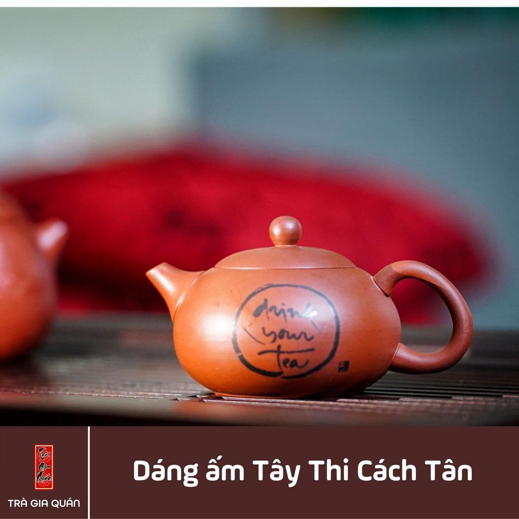 Ấm Uống Trà Độc, Song Ẩm YOU DRINK TEA Gốm Tử Sa Bát Tràng Đỏ Son Trà Gia Quán Họa Tiết Trơn Ánh Kim Sa