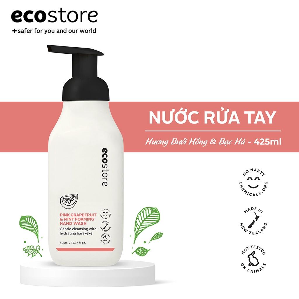 Ecostore Nước rửa tay hương bưởi hồng và bạc hà gốc thực vật 425ml (Pink Grapefruit &amp; Mint Foaming Hand Wash)