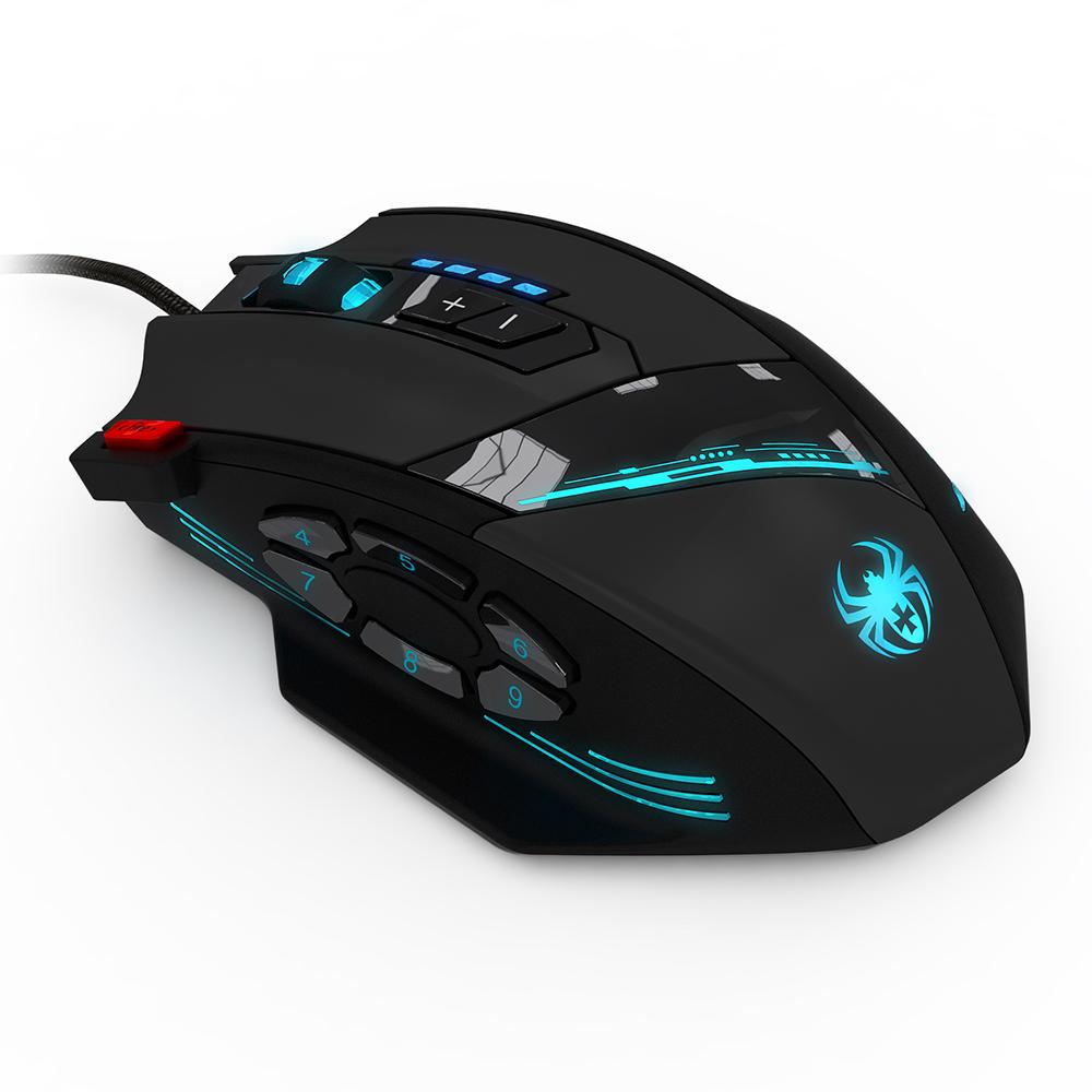 ZELOTES C-12 Có Dây USB Quang Chơi Game 12 Nút Có Thể Lập Trình Máy Tính Game Chuột 4 Mức Điều Chỉnh DPI 7 Bóng Đèn LED chuột