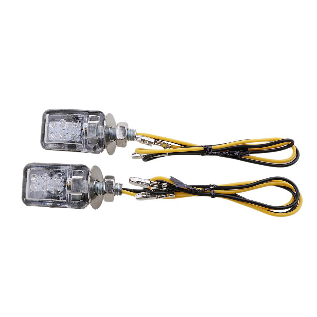 2PCS 12V Motorcycle 6 LED Mini Turn Signal Light Blinker Indicator Flash Lamp Amber Universal