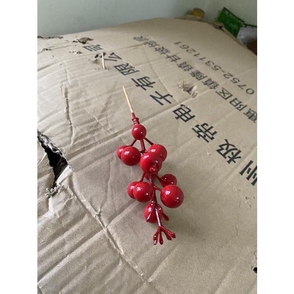 Chùm Quả Cherry, Nhánh Đào Đông Trang Trí Giỏ Quà, Noel,Hoa Sáp Hoa Lụa, Làm Oản - Phụ Kiện Trang Trí.