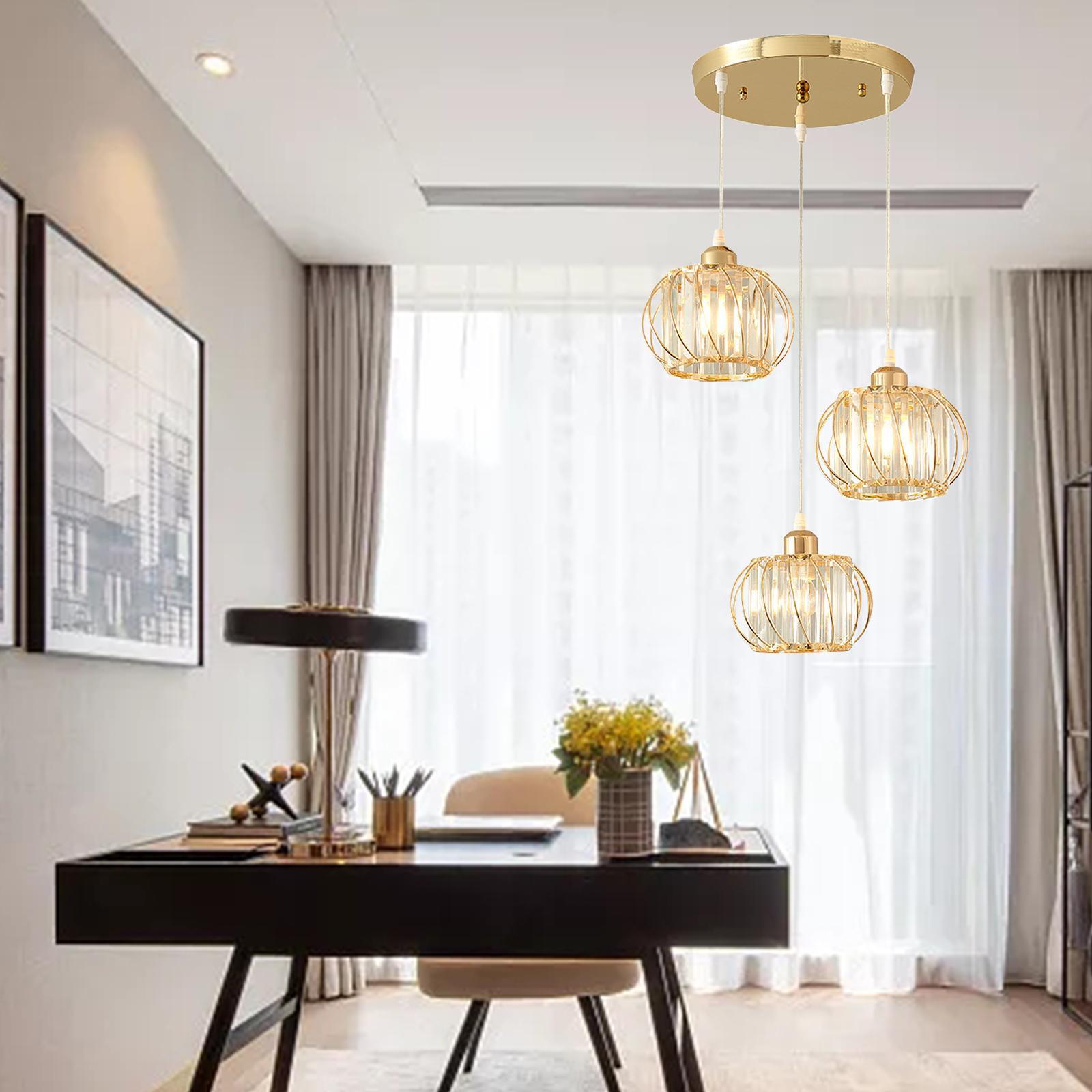 3 Light Crystal Pendant Light Fixture Modern Adjustable for Dining Room Restaurant