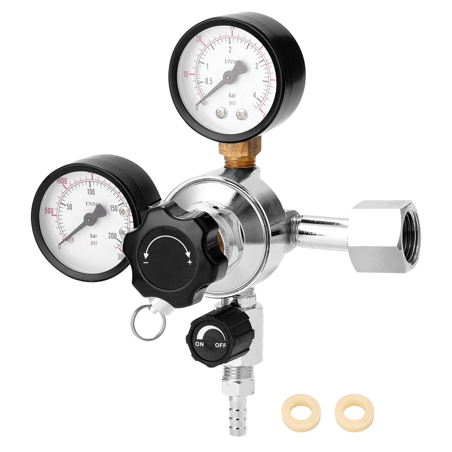 CGA320 Beer Keg CO2 Regulator Safety Pressure Relief Valve Built-in Pressure Stabilizer 0-3000 PSI Tanks Pressure
