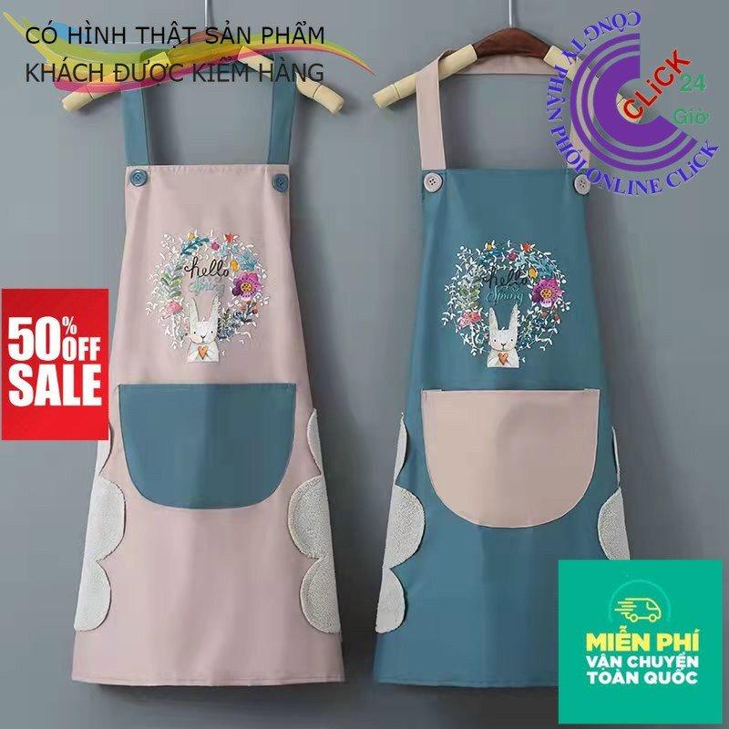 Tạp Dề Chống Thấm Nước Phong Cách Hàn Quốc Dễ Thương - CÓ CHỖ ĐỂ ĐIỆN THOẠI CHỖ LAU TAY TIỆN LỢI