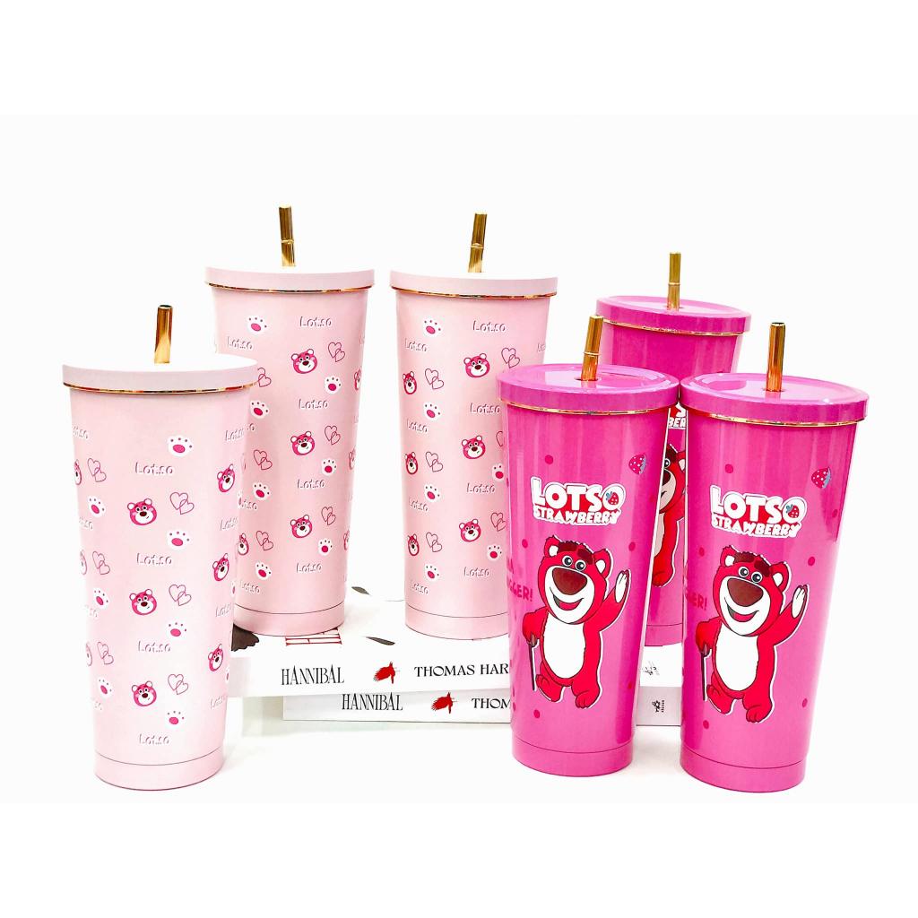 LY GIỮ NHIỆT HÌNH GẤU DÂU LOSTO ĐÁNG YÊU DUNG TÍCH 750ML SUS304 CHỐNG HOEN GỈ GIỮ NHIỆT SUỐT 8-12H TẶNG KÈM ỐNG
