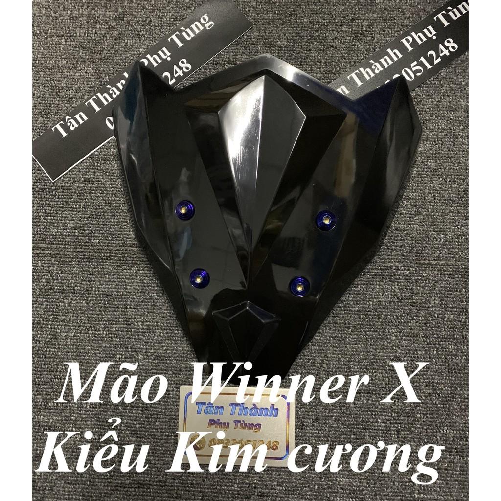 Mão dành cho xe Winner X kiểu kim cương đen nhựa trong kèm 4 ốc xanh titan