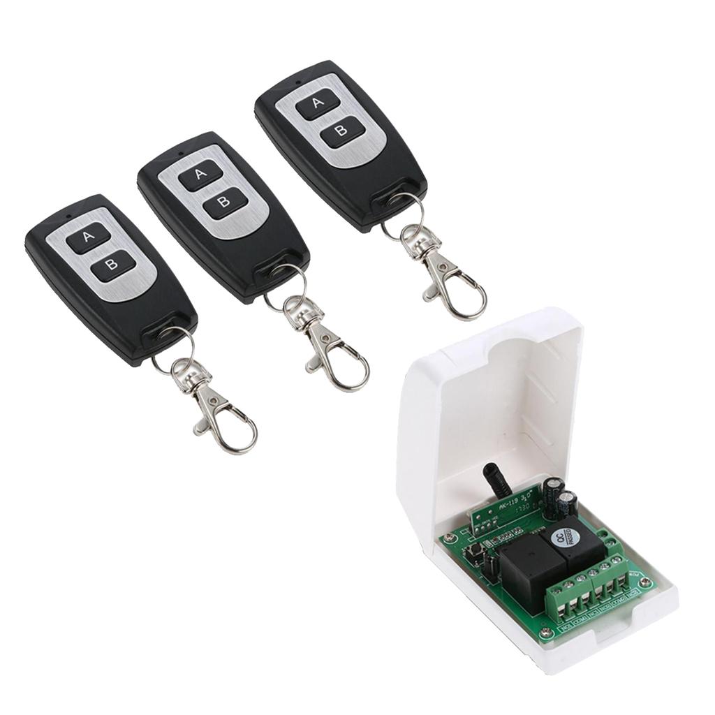 DC 12V Không Dây Rơ Le Điều Khiển từ xa 3 Bộ Phát + Đầu Thu cho Nhà Để Xe Cửa