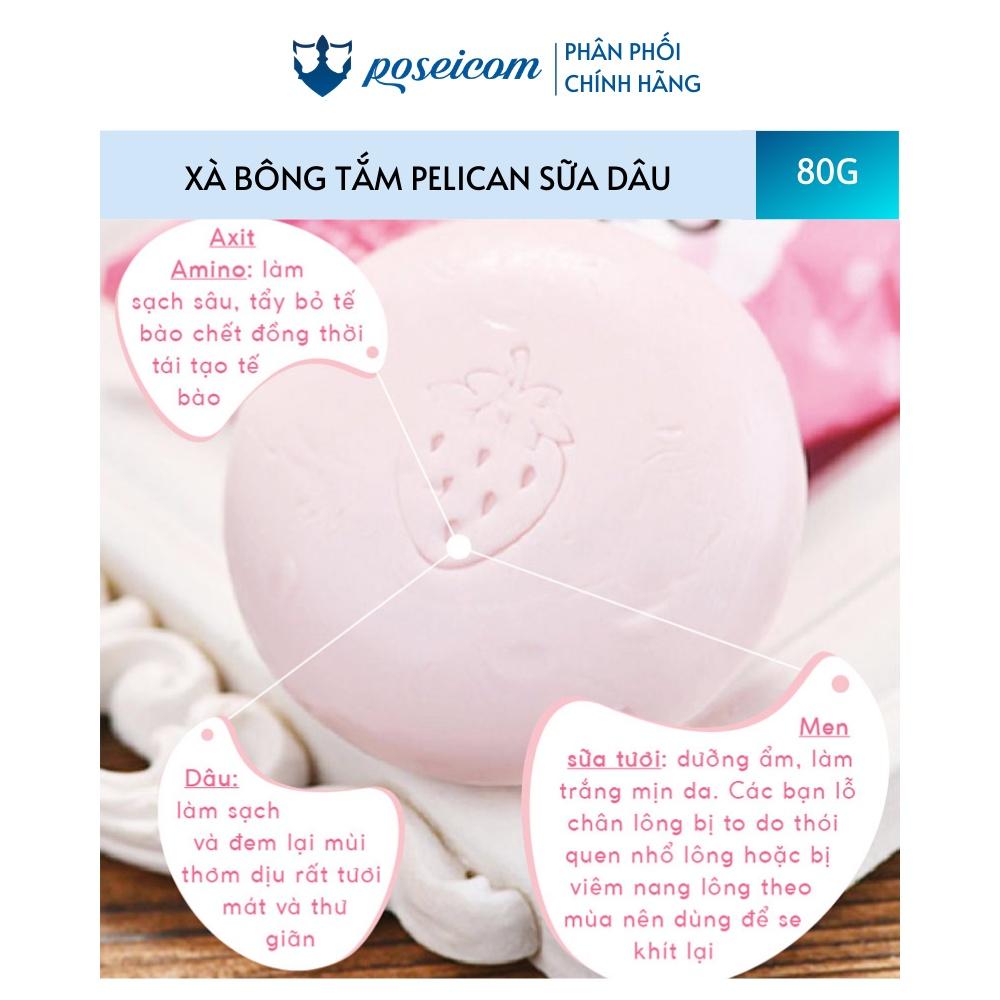 Xà phòng tắm PELICAN được chiết xuất từ sữa và dâu tây 80g 4976631477589 POSEICOM