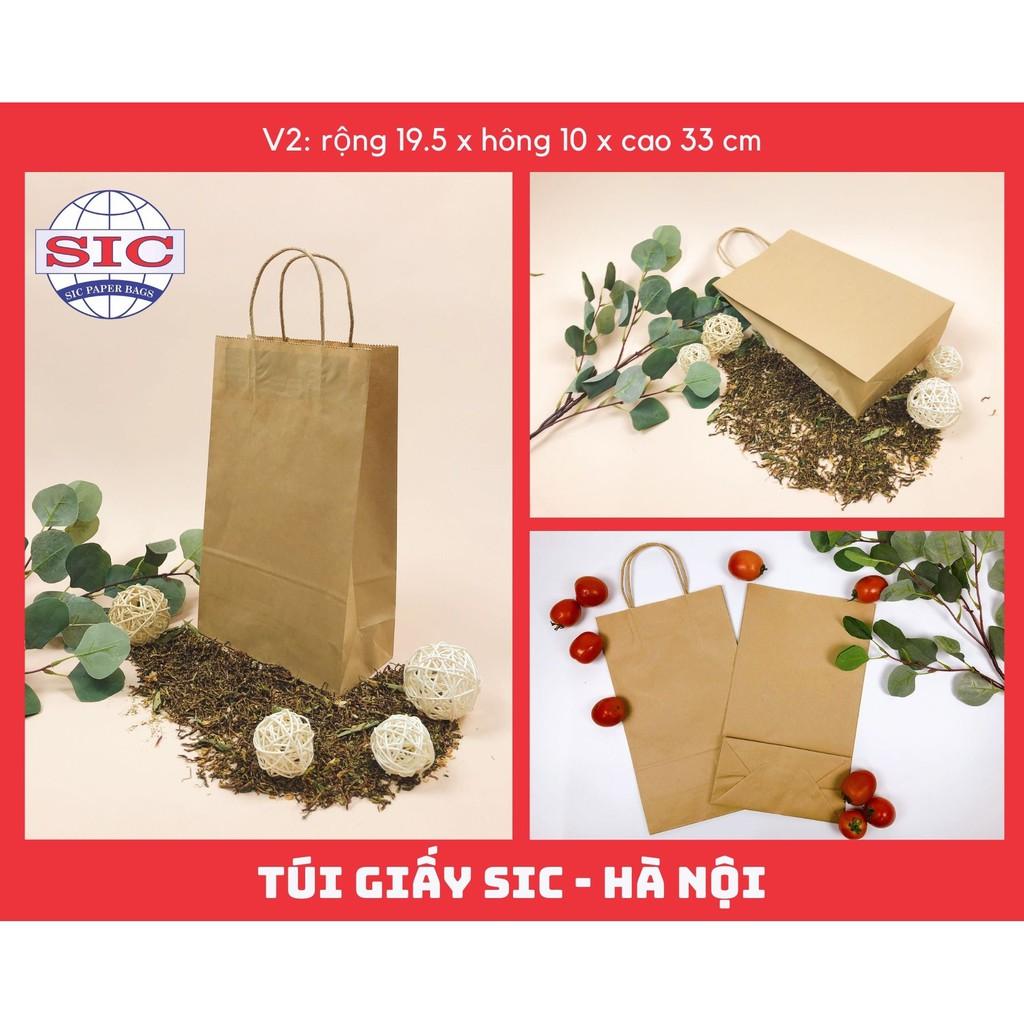 100 CHIẾC TÚI GIẤY KRAFT V2 19.5x10x33cm CÓ QUAI