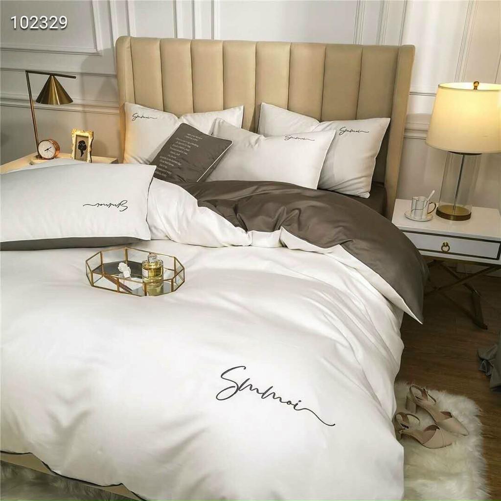 Set 5 Món Vỏ Chăn Ga Gối Tencel 40s SUMOI - Trắng